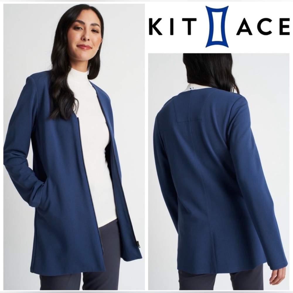 Nwot 💙 Kit + Ace Made to Move Stretch Knit Jacket in Steel Blue Sz S